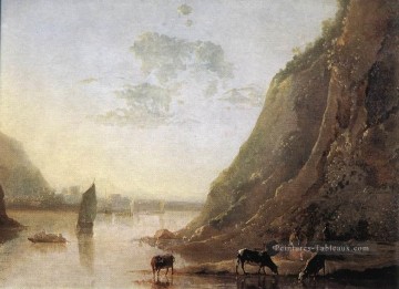 Rivière rive avec des vaches campagne peintre Aelbert Cuyp Peinture à l'huile